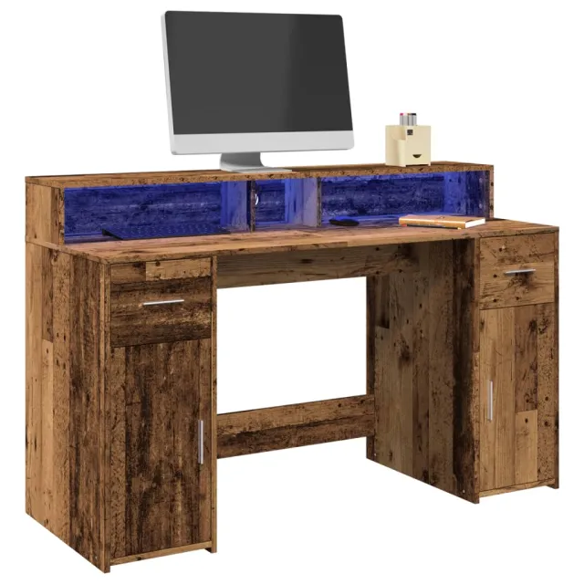 vidaXL Desk Oud hout 140 x 55 x 91 cm Engineered wood bruin, foto 2