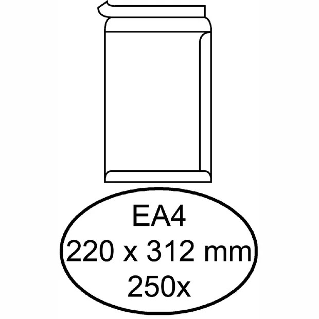Hermes Envelop Hermes akte EA4 220x312mm zelfklevend wit doos à 250 stuks