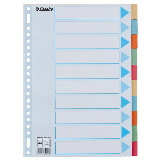 Esselte Tabbladen Esselte Premium A4 10-delig karton 23-rings assorti