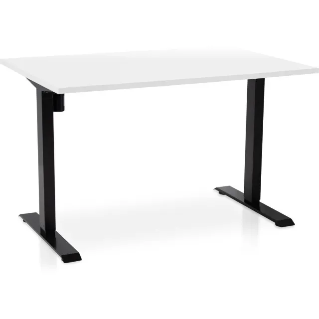 Multi Ratio Zit-sta bureau elektrisch verstelbaar - MRC EASY | 120 x 80 cm | inclusief stekkerdoos en kabelklemmen | frame zwart - blad wit Zwart frame