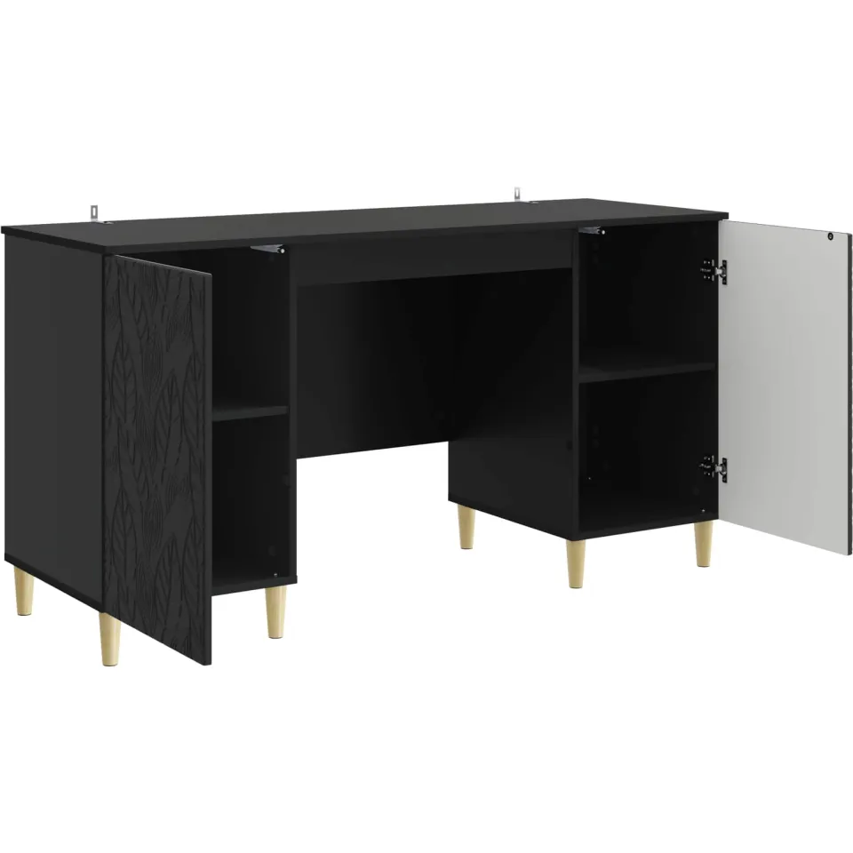 vidaXL Bureau Zwart 142,5 x 50 x 75 cm Bewerkt hout