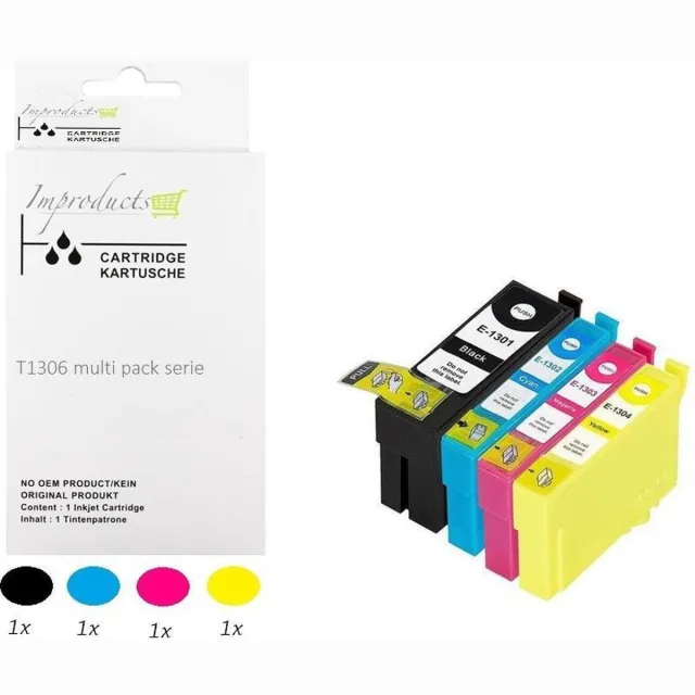 Improducts Inkt cartridges Alternatief Epson T1301 T1302 T1303 T1304 T1306 1x set chip v4 Multicolor - Zwart, Cyaan, Magenta, Geel