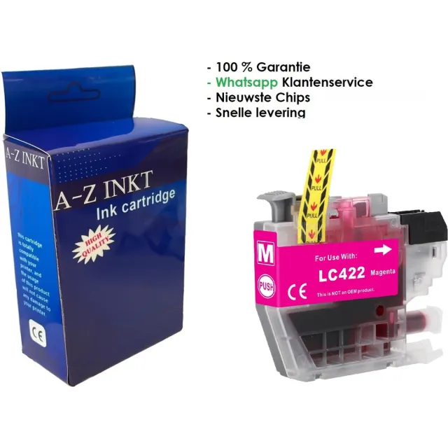 AtotZinkt premium huismerk inkt cartridges voor Brother 422 / LC-422 XL M Magenta 1 stuk - Geschikt voor Brother MFC-J5340DW, J5345DW, J5740DW, J6540DW en J6940DW