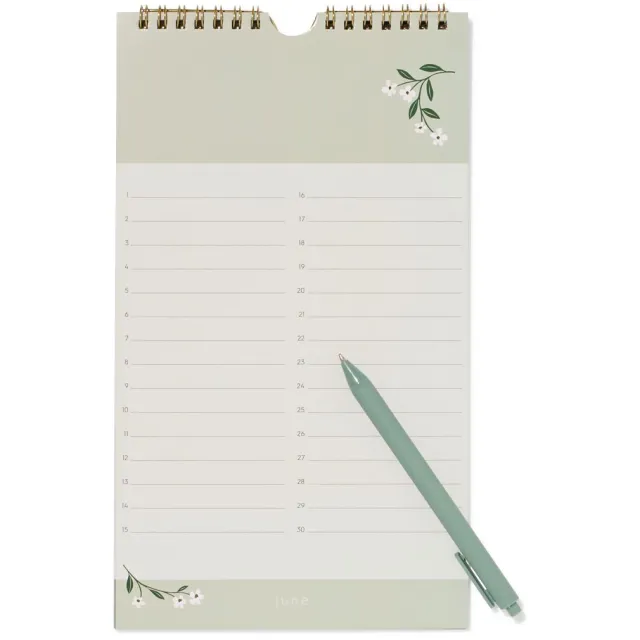 HEMA Verjaardagskalender 28x16cm bloemen (donkergroen)