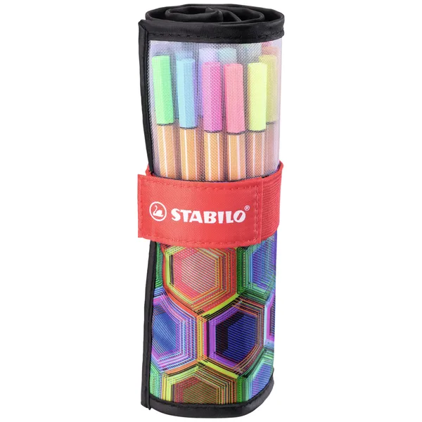 Stabilo Fineliner STABILO point 88/25 Arty rollerset zwart fijn assorti etui à 25 stuks