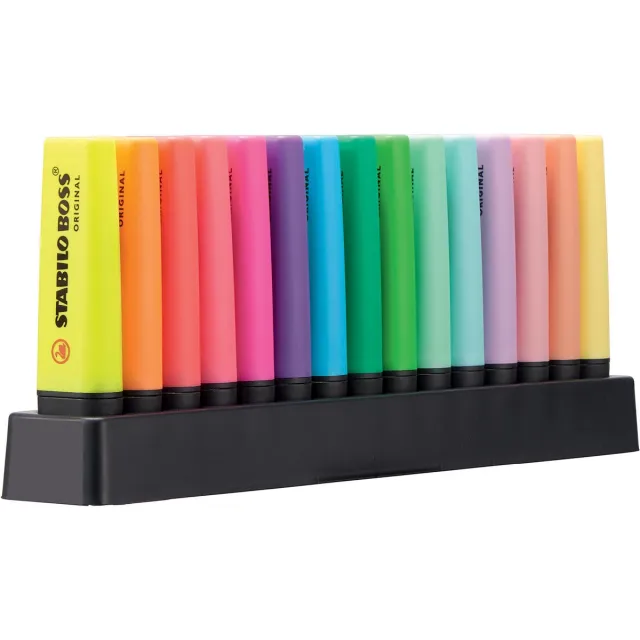 Stabilo BOSS ORIGINAL Pastel markeerstift, deskset van 15 stuks in geassorteerde kleuren