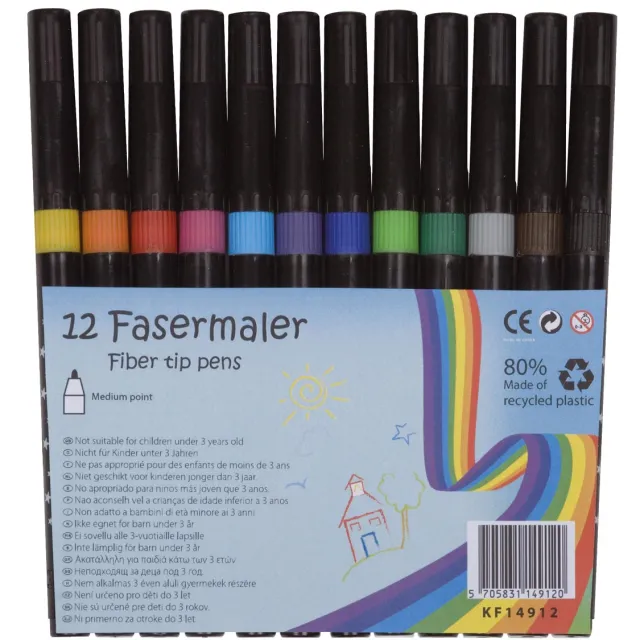 Q-Connect viltstift, geassorteerde kleuren, pak van 12 stuks
