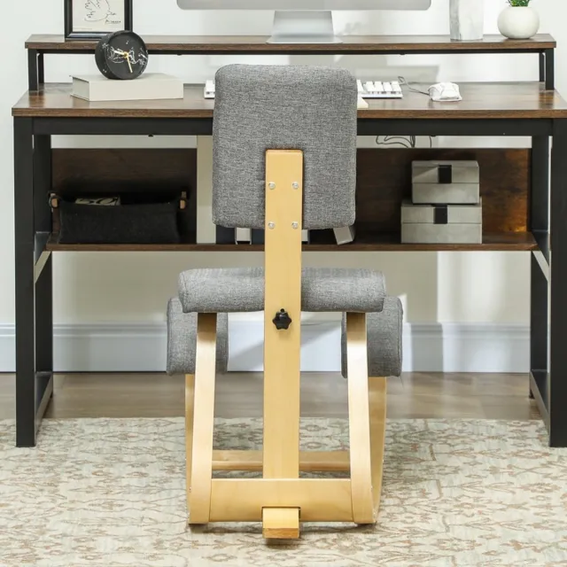 MIVRAY Kniestoel 51 x 84 x 93 cm - Ergonomisch Met Rugleuning - Voor Thuis Meditatie En Kantoor - Polyester Grijs