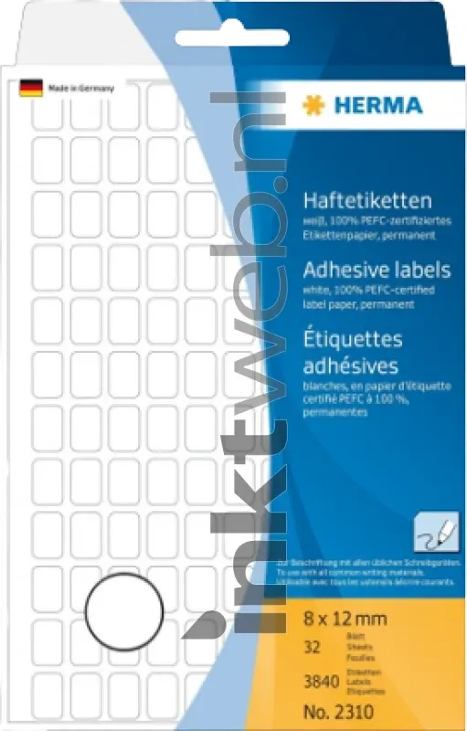 Herma 2310 Permanente papieretiket 8 x 12 mm wit (Origineel)