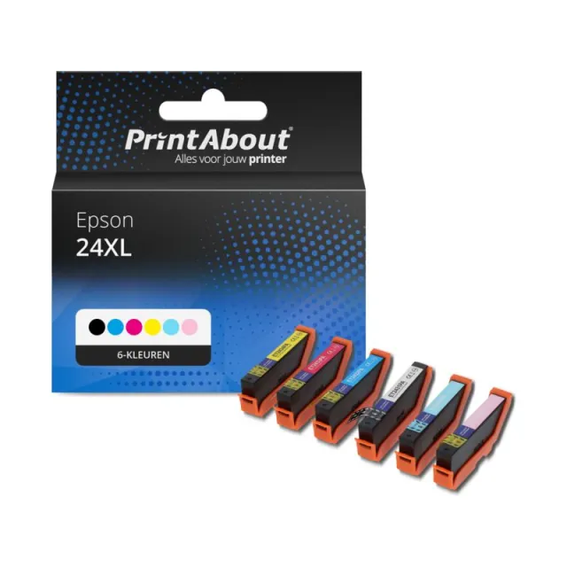 PrintAbout huismerk Inktcartridge 24XL (C13T24384012) 6-kleuren Multipack Hoge capaciteit Geschikt voor Epson