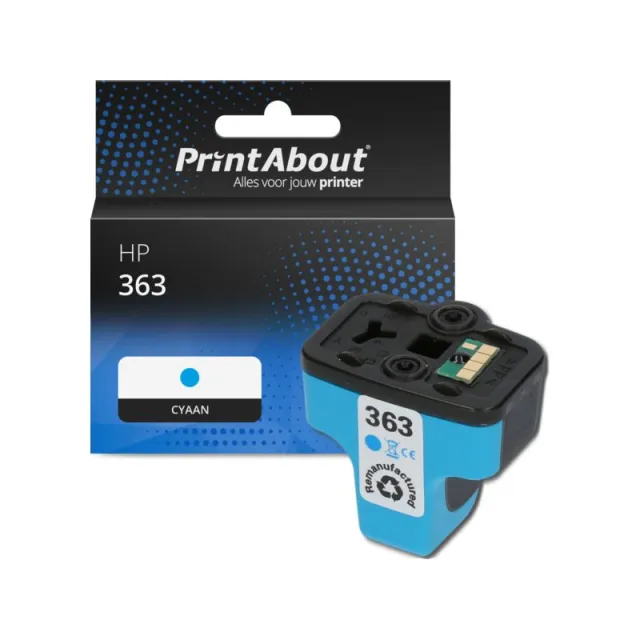PrintAbout huismerk Inktcartridge 363 (C8771EE) Cyaan Geschikt voor HP