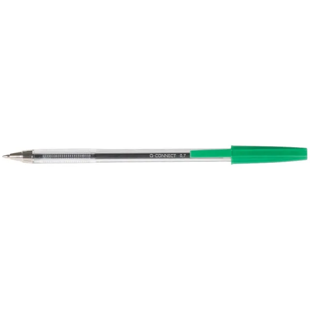 Q-CONNECT balpen, met dop, 0,7 mm, medium punt, groen, doos van 50 stuks
