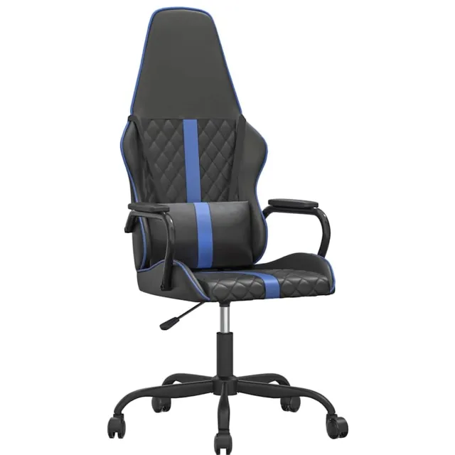 vidaXL Massage - gamestoel - kunstleer - zwart - en - blauw blauw en zwart
