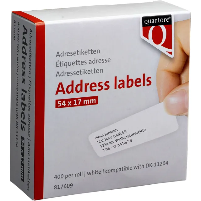 Quantore Labeletiket Quantore DK-11204 17x54mm wit 400 stuks