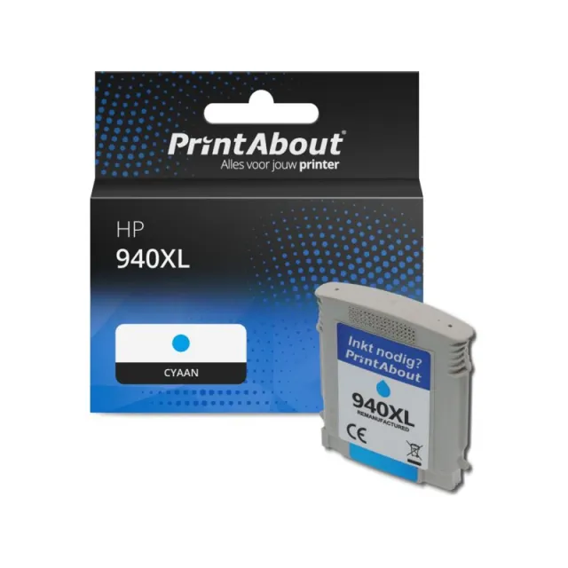 PrintAbout huismerk Inktcartridge 940XL (C4907AE) Cyaan Hoge capaciteit Geschikt voor HP