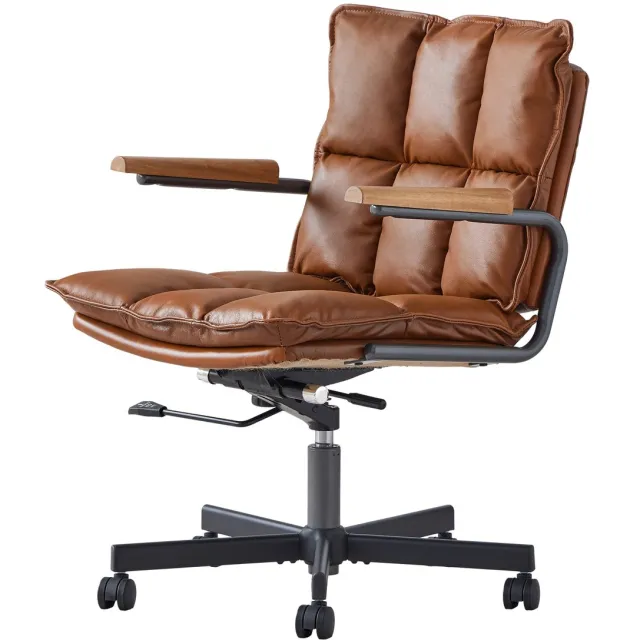 COVREO Bureaustoel 65x46x72 cm bruin, leer en metaal, draaibaar