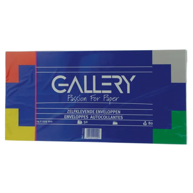 Gallery enveloppen ft 114 x 229 mm, stripsluiting, pak van 50 stuks wit