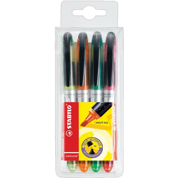 Stabilo Markeerstift STABILO Navigator 545/4 assorti etui à 4 stuks