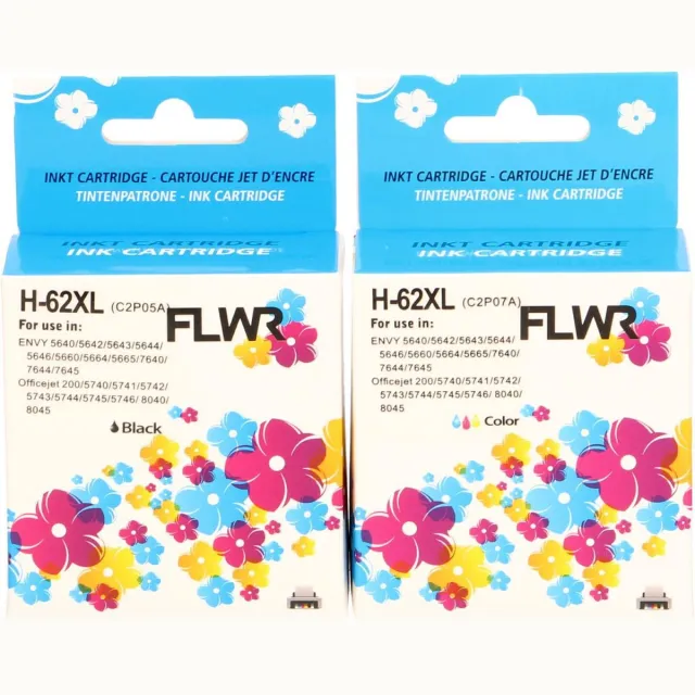 FLWR Cartridges / HP 62XL 2-pack / zwart en kleur / Geschikt voor HP