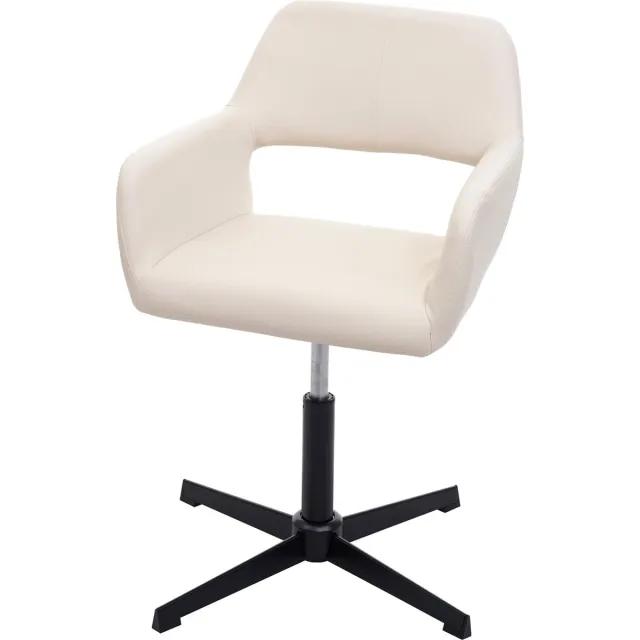 MCW Home office bureaustoel MCW-A50 IV, woonkamer bureaustoel + eetkamerstoel ~ kunstleer crème, zwart onderstel