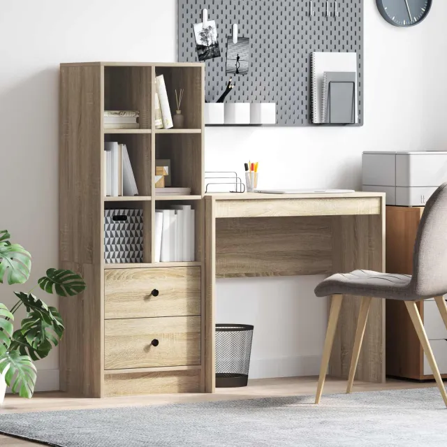 vidaXL Bureau Sonoma Eiken 125,5 x 40 x 127 cm 2 st, foto 2