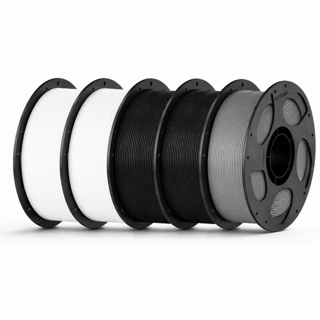 ARTILLERY PLA Filament Bundel 5kg Rollen – 2x Wit, 2x Zwart & 1x Grijs – 1.75 mm – Hoge Printkwaliteit – Snelle Levering, Morgen in Huis Grijs, Zwart, Wit