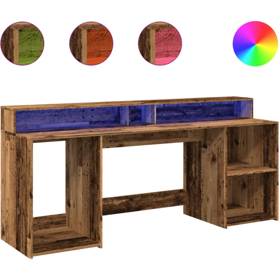 vidaXL Desk Oud hout 200 x 55 x 91 cm Engineered wood bruin, foto 3