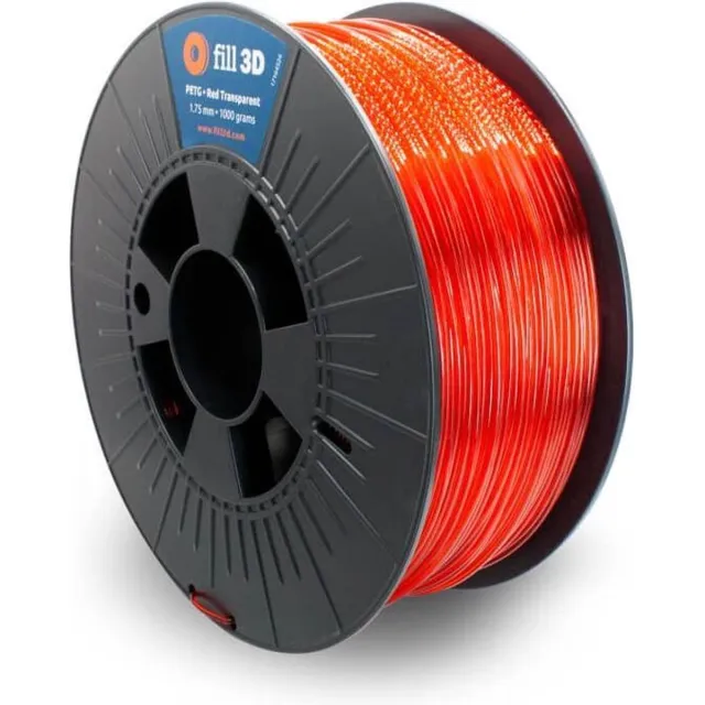 Fill 3D PETG Red Transparent 1 kg Rood transparant