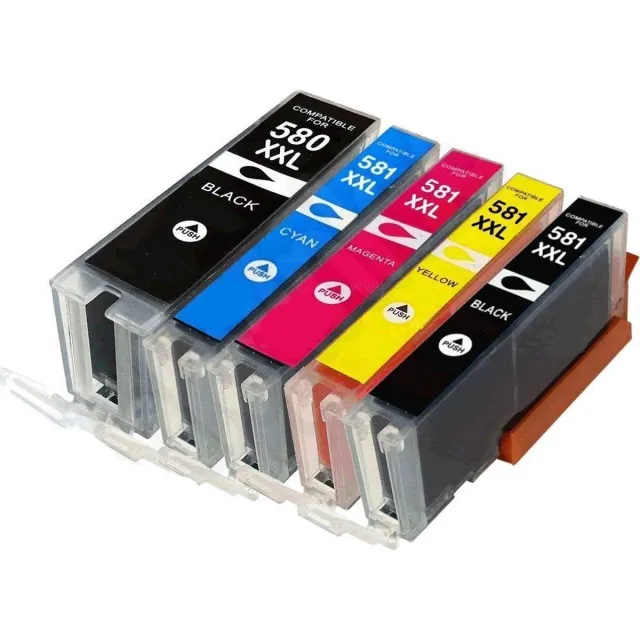 Ipexnl inktcartridge voor Canon PGI-580XXL / CLI-581XXL, Canon 580xl/581xl multipack van 5 kleuren Voor Printers: TS705 / TR7550 / TR8550 / TS6150 / TS6151 / TS6250 / TS6251 / TS6350 / TS8150 / TS8151 / TS8152 / TS8250 / TS8251 / TS8252 / TS8350 V2 Zwart