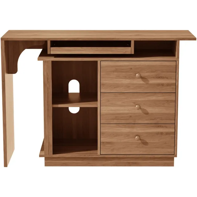 STILVORA Bureau - Uitschuifbaar Met Toetsenbordlade En 3 Lades - Voor Thuiskantoor En Studie - MDF - 110x40x75,5 Cm - Walnootkleur
