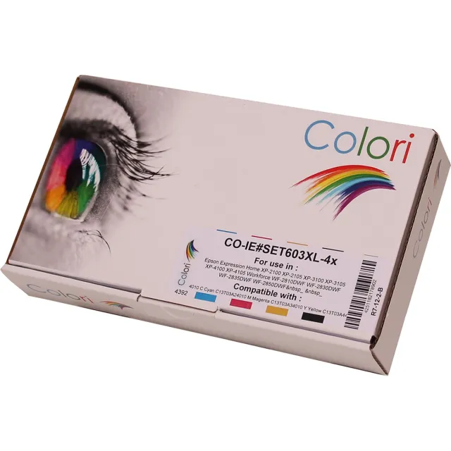 Colori Set 4x Colori huismerk inkt cartridge geschikt voor Epson 603XL voor Epson Expression Home XP-2100 XP-2105 XP-3100 XP-3105 XP-4100 XP-4105 Workforce WF-2810DWF WF-2830DWF WF-2835DWF WF-2850DWF Set 4 stuks