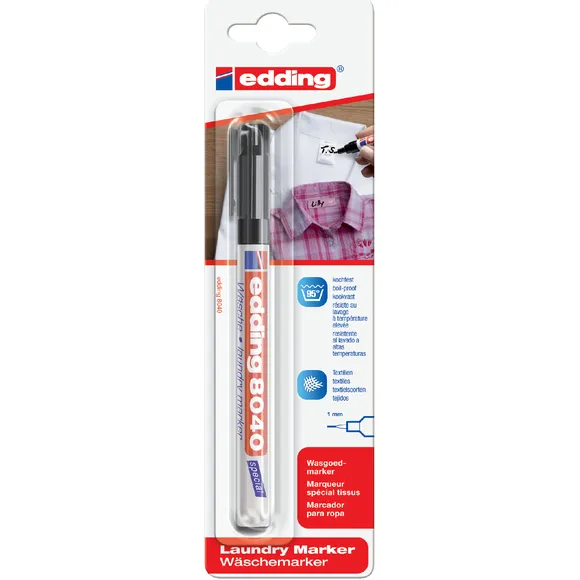 Wasgoedmarker edding 8040 rond 1mm zwart in blister