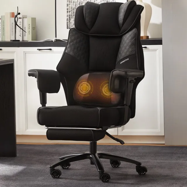 Dowinx Bureaustoelen - Bureaustoel - Ergonomische Bureaustoel met Massage - Game bureaustoel - chair - Roterend tweerichtingsmassagesysteem - Verstelbare Gamingstoe - Grote Bureaustoel - Zwart