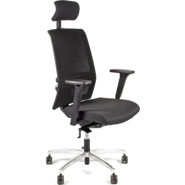 Maxima Linea bureaustoel Omnia 01/PT - ergonomisch EN1335 - met hoofdsteun - multi verstelbaar - max. draagvermogen 110kg - zwart Zwart 3134005