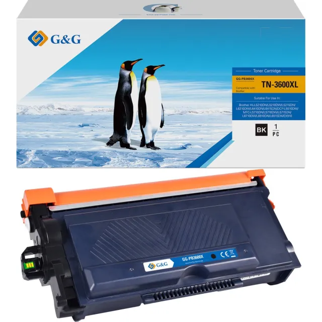 G&G TN3600 XL Huismerk Toner Geschikt voor Brother TN-3600 TN-3600XL Zwart Hoge Capaciteit zwart XL