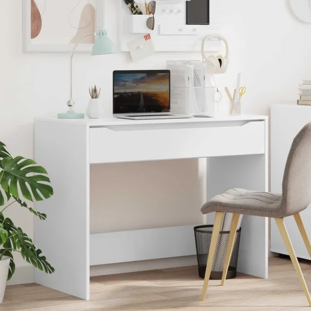vidaXL Bureau met lade Wit 100 x 50 x 78 cm Geconstrueerd hout, foto 2
