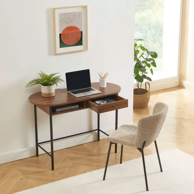 BAITA BAÏTA - GAIA - Bureau 110 cm - Lade en open vak - Walnootlook en zwart