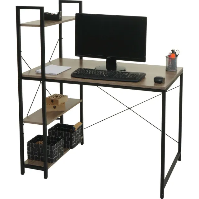 Cosmo Casa Bureau - Praktisch - Legplanken - Stabiel - Grijs/Bruin