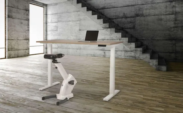 ABC Kantoormeubelen Ergonomisch elektrische verstelbaar zit/sta bureau Teez breed 160CM diep 80CM bladkleur Ahorn framekleur Wit (RAL9010) Wit (RAL9010)/Ahorn