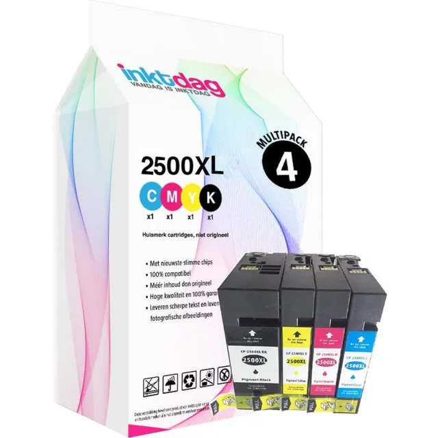 inktdag inktcartridges voor Canon PGI-2500XL BK/C/M/Y inktcartridge, Canon 2500xl/ Canon 2500/Canon PGI2500XL Zwart, Cyaan, Magenta, Geel Multipack voor Canon Maxify IB4050, IB4150, MB5050, MB5150, MB5155, MB5350, MB5450, MB5455