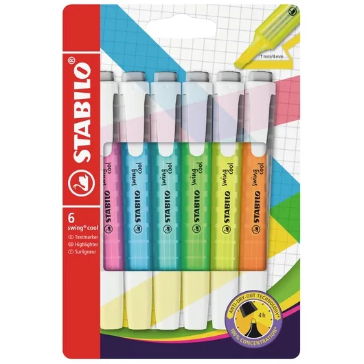 Stabilo Markeerstift STABILO Swing cool 275/6 assorti etui à 6 stuks