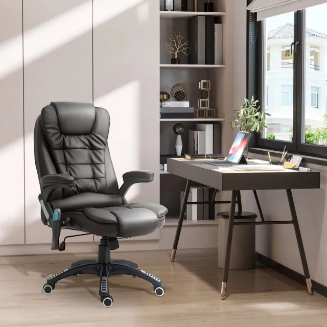 CHICFURN Bureaustoel - Massage en warmte - Kunstleer - Bruin Zwart
