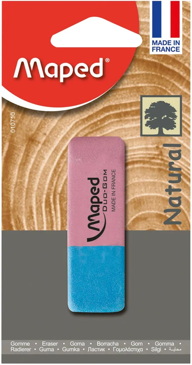 Maped gum Duo-Gom, large, blister van 1 stuk blauw