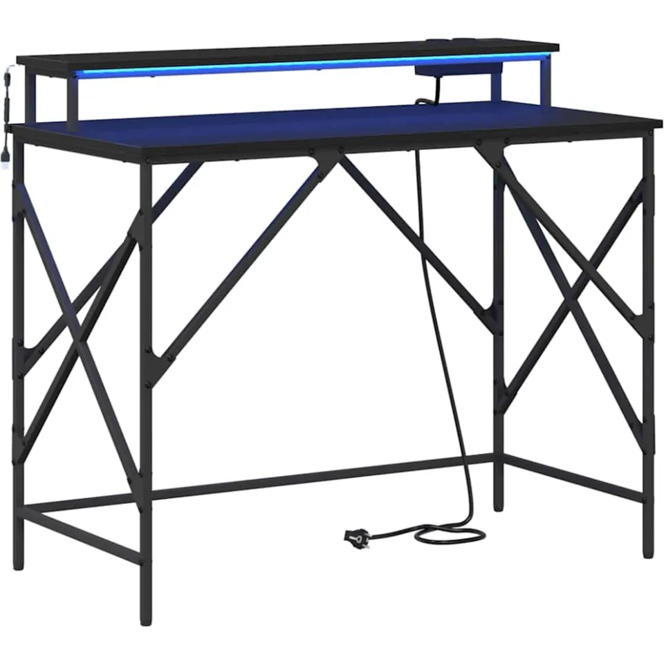 vidaXL Bureau Zwart Eiken 100 x 50 x 86,5 cm Bewerkt hout, foto 3