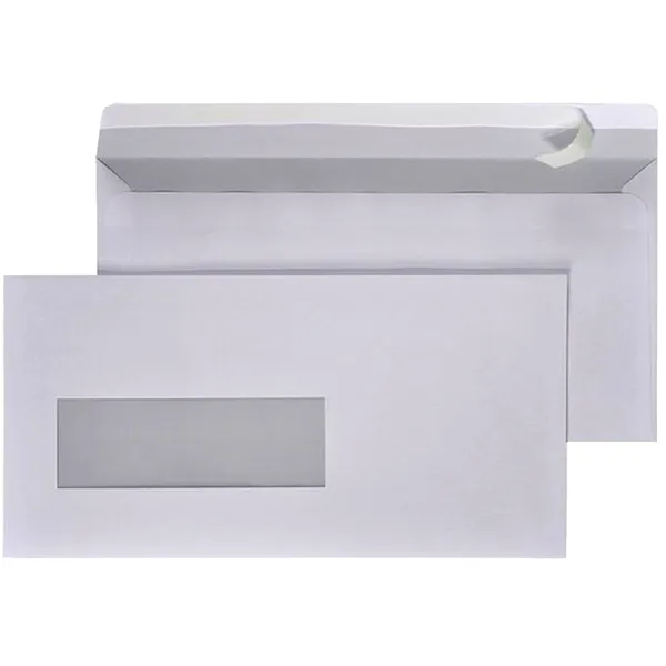 Hermes Envelop Hermes EA5/6 110x220mm venster 4x11links zelfklevend 500 stuks