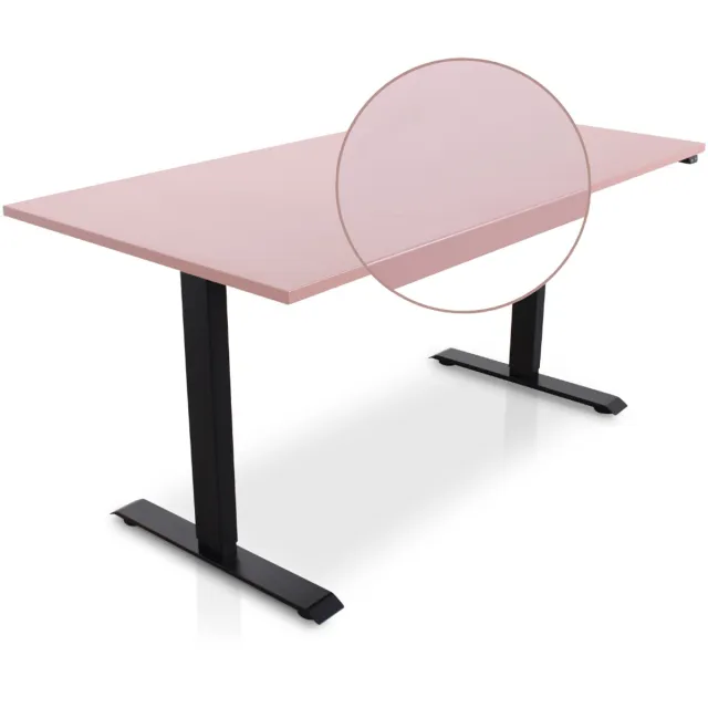 Multi Ratio Lineaflex MRC EASY Zit-Sta Bureau – Elektrisch Verstelbaar – 160x80 cm – Blad Dusty Rose – Zwart Frame – Inclusief Stekkerdoos & Kabelklemmen