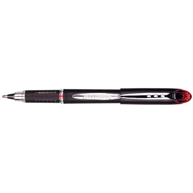 Uni-ball roller Jetstream rood, schrijfbreedte 0,45 mm, medium schrift, schrijfpunt 1 mm, zwarte rubbe...