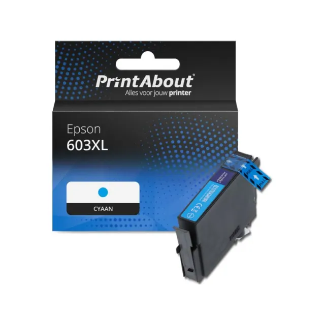 PrintAbout huismerk Inktcartridge 603XL (C13T03A24010) Cyaan Hoge capaciteit Geschikt voor Epson
