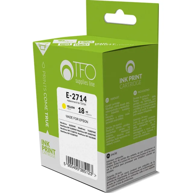 TelForceOne Epson Inkt/Toner cartridge E-2714 - Vervangt T2714 - Geel - Geschikt voor Epson WorkForce 7620DTWF, Epson WorkForce WF-3620DWF, Epson WorkForce WF-3640DTWF, Epson WorkForce WF-7110DTW, Epson WorkForce WF-7210DTW, Epson WorkForce WF-7610DWF