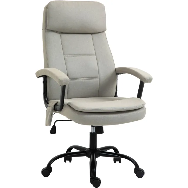 Vinona Massagebureaustoel - Met 2-punts lendenmassage en USB-aansluiting - In hoogte verstelbaar - 63 x 70 x 112-121 cm - Beige